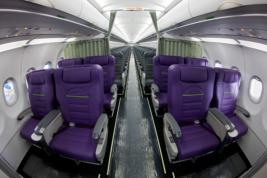 Бизнес-класс Airbus A320 S7 Airlines: кресла 2-2 в переднем салоне