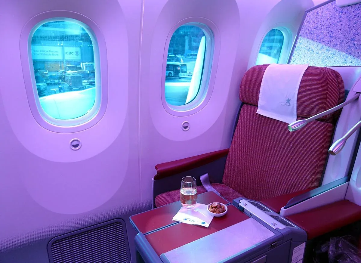 Кресло у иллюминатора Boeing 787-8 Thai Airways с затемняемыми окнами
